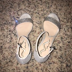 2in Nina Heels, silver with rhinestones.